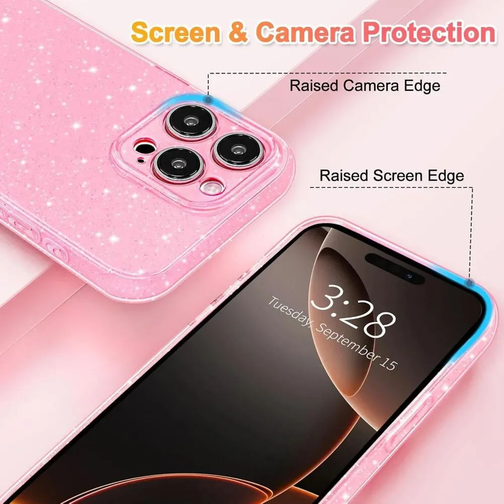 Hython Glitter Case for iPhone 16 Pro - Cute Sparkly Slim Bumper Cover